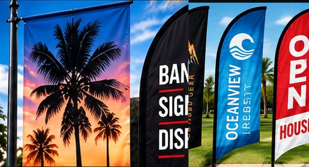 Custom vinyl banners, displays and feather advertising flags